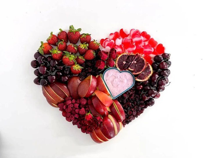 Fruit heart rainbow shape bowl colorful blueberries raspberries strawberries kiwi mandarins cherries including stock diet organic