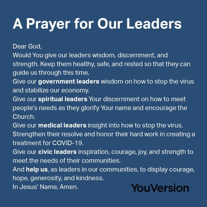 Prayer leaders government catholic